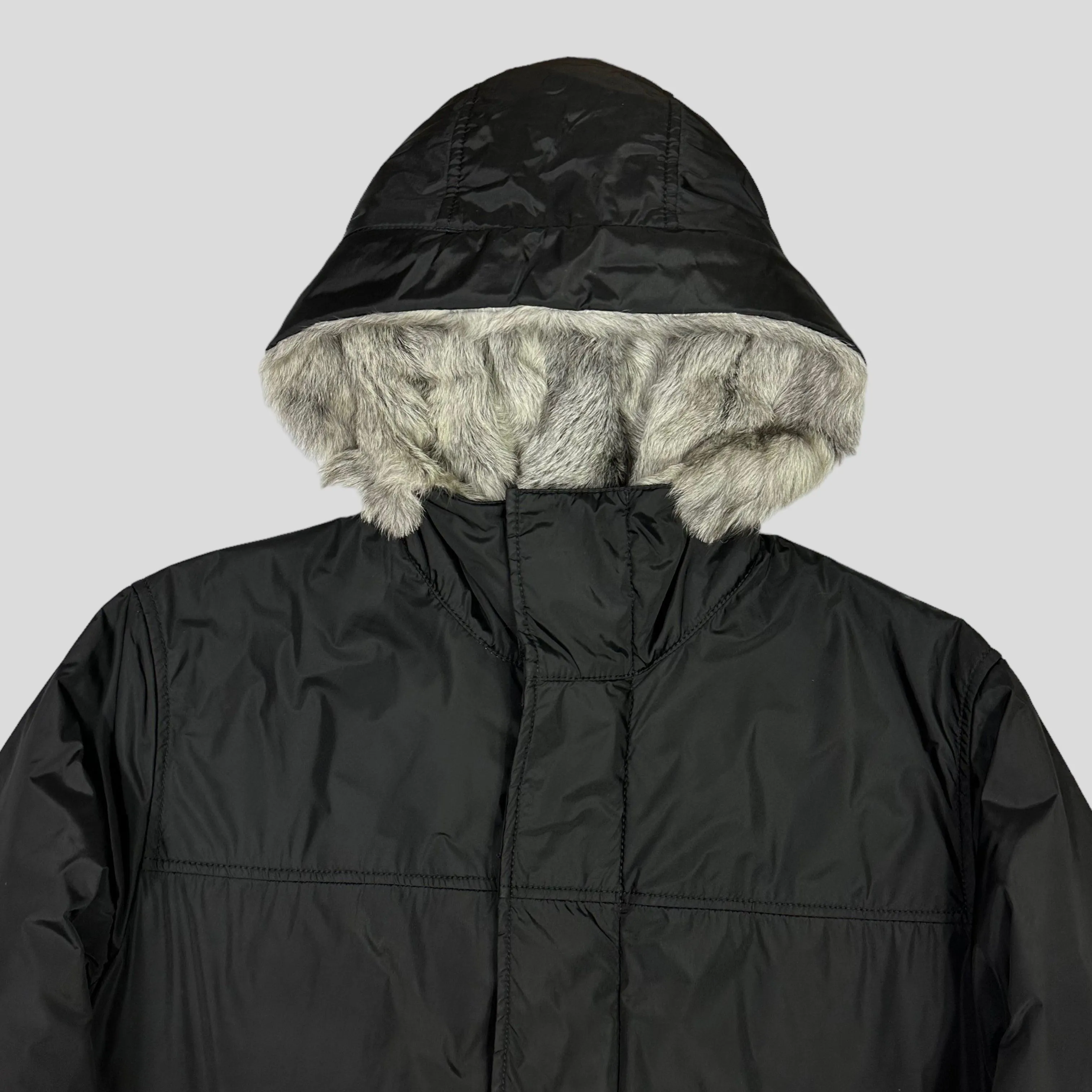 Prada Sport AW00 Goat Fur Nylon Technical Parka - L