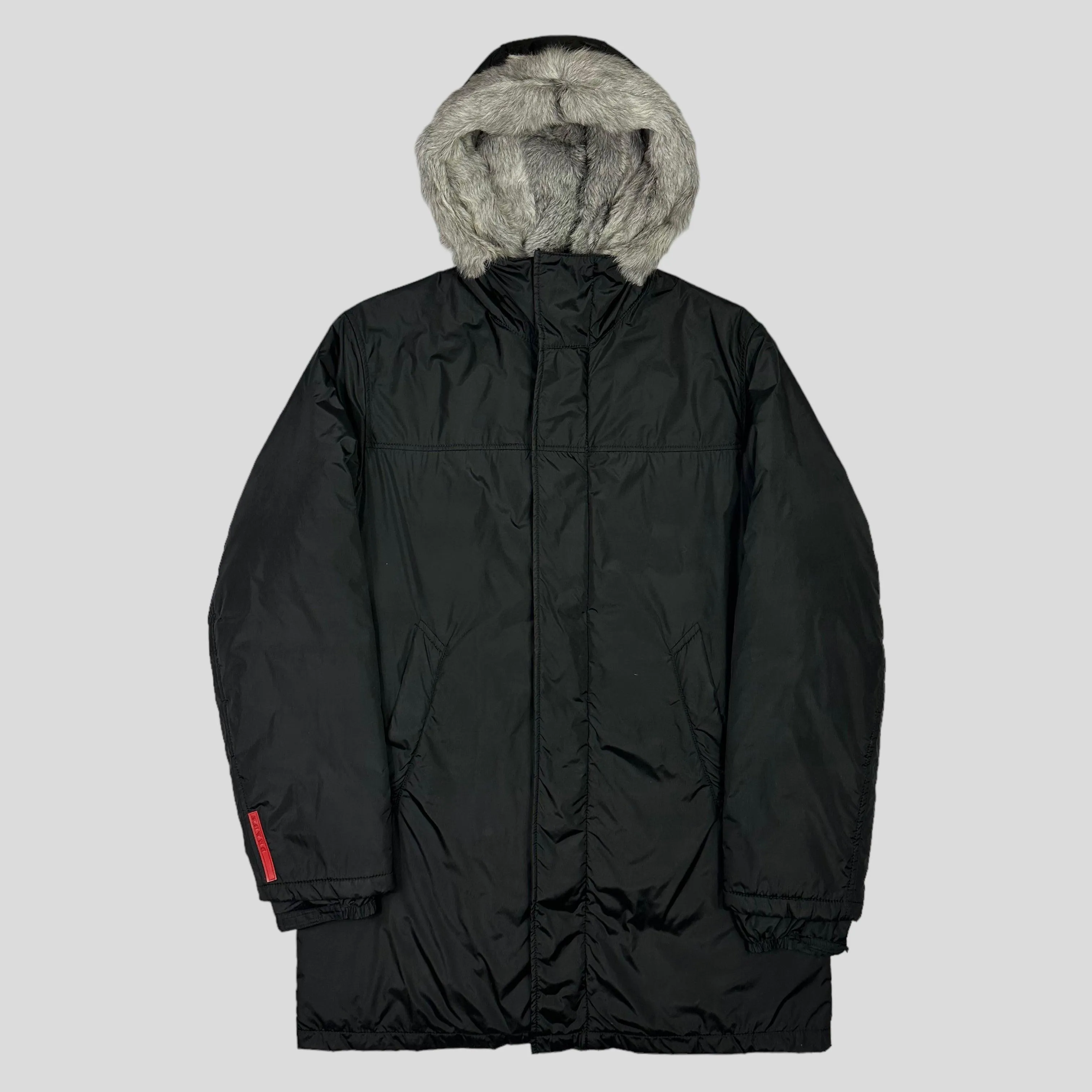 Prada Sport AW00 Goat Fur Nylon Technical Parka - L