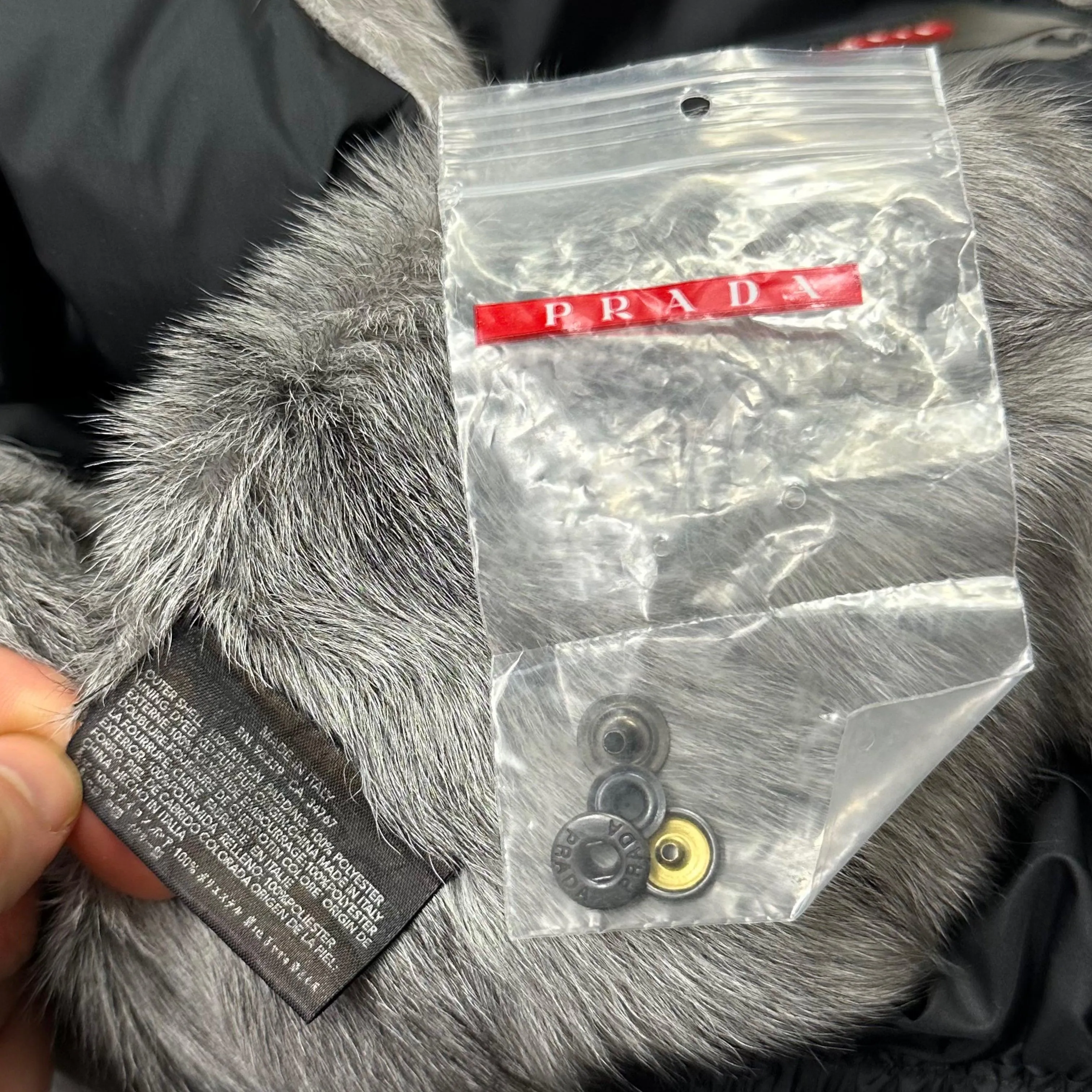 Prada Sport AW00 Goat Fur Nylon Technical Parka - L