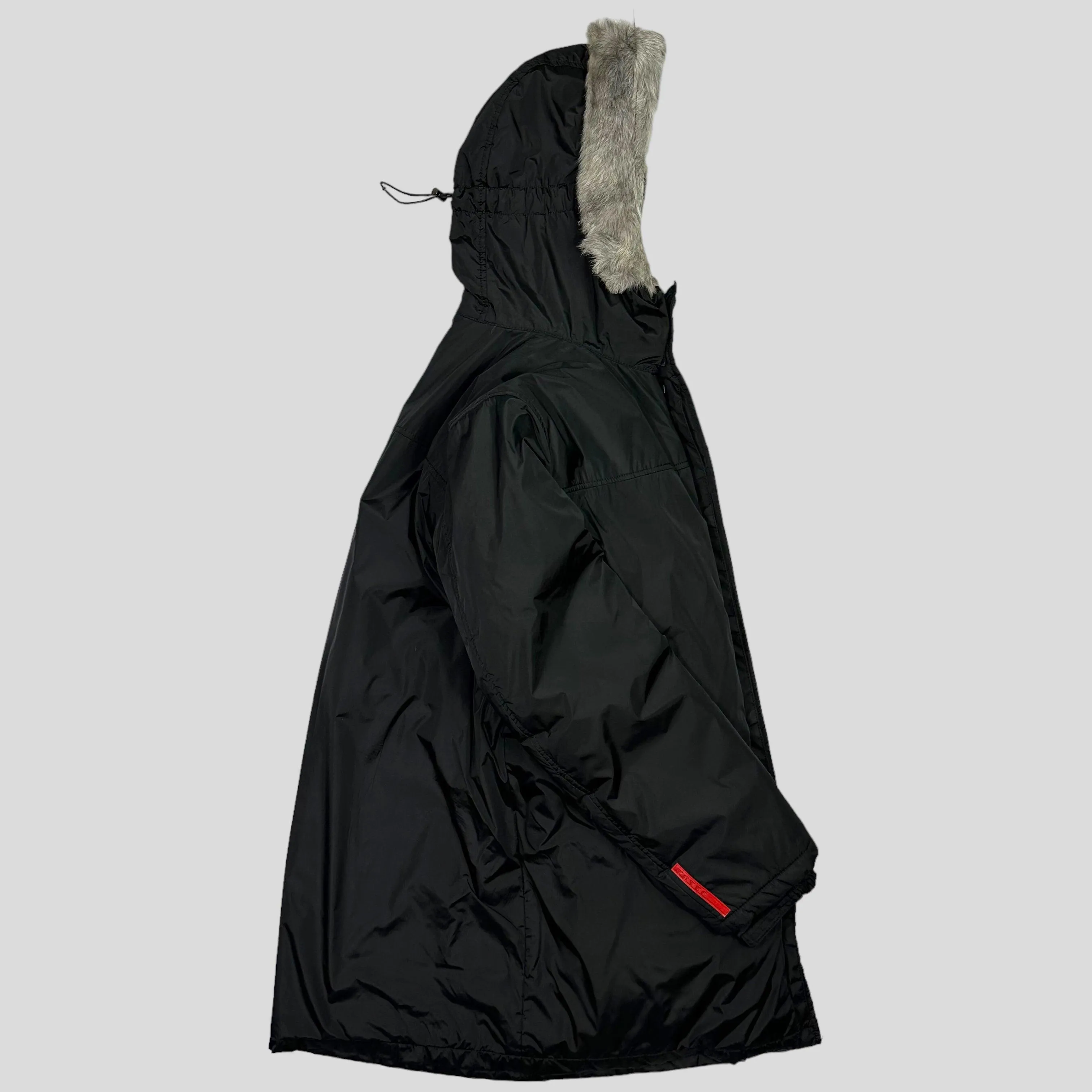 Prada Sport AW00 Goat Fur Nylon Technical Parka - L