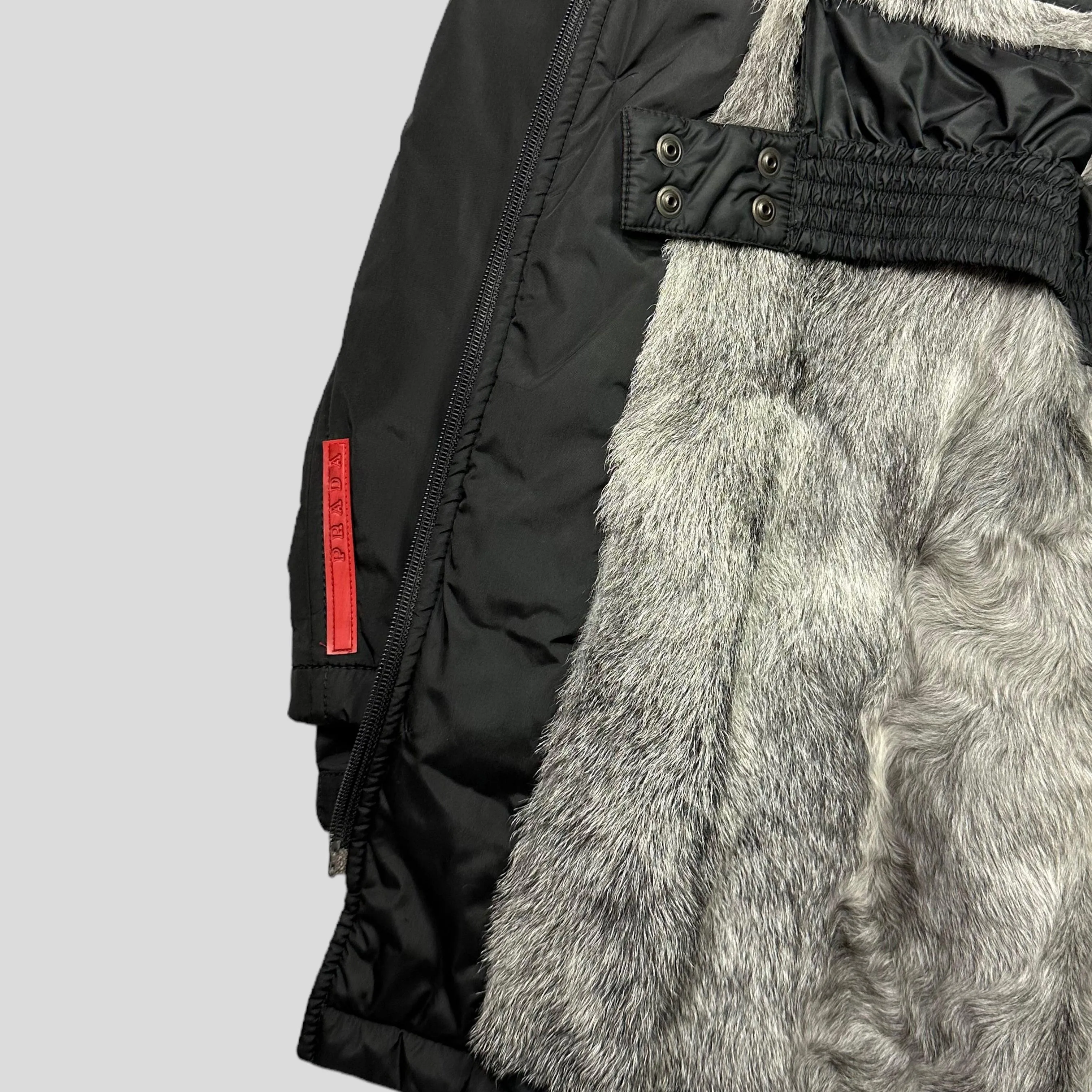 Prada Sport AW00 Goat Fur Nylon Technical Parka - L