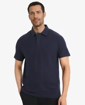 Rare Rabbit Men's Charles Navy Cotton Fabric Short Sleeve Regular Fit Plain Knitted Polo T-Shirt