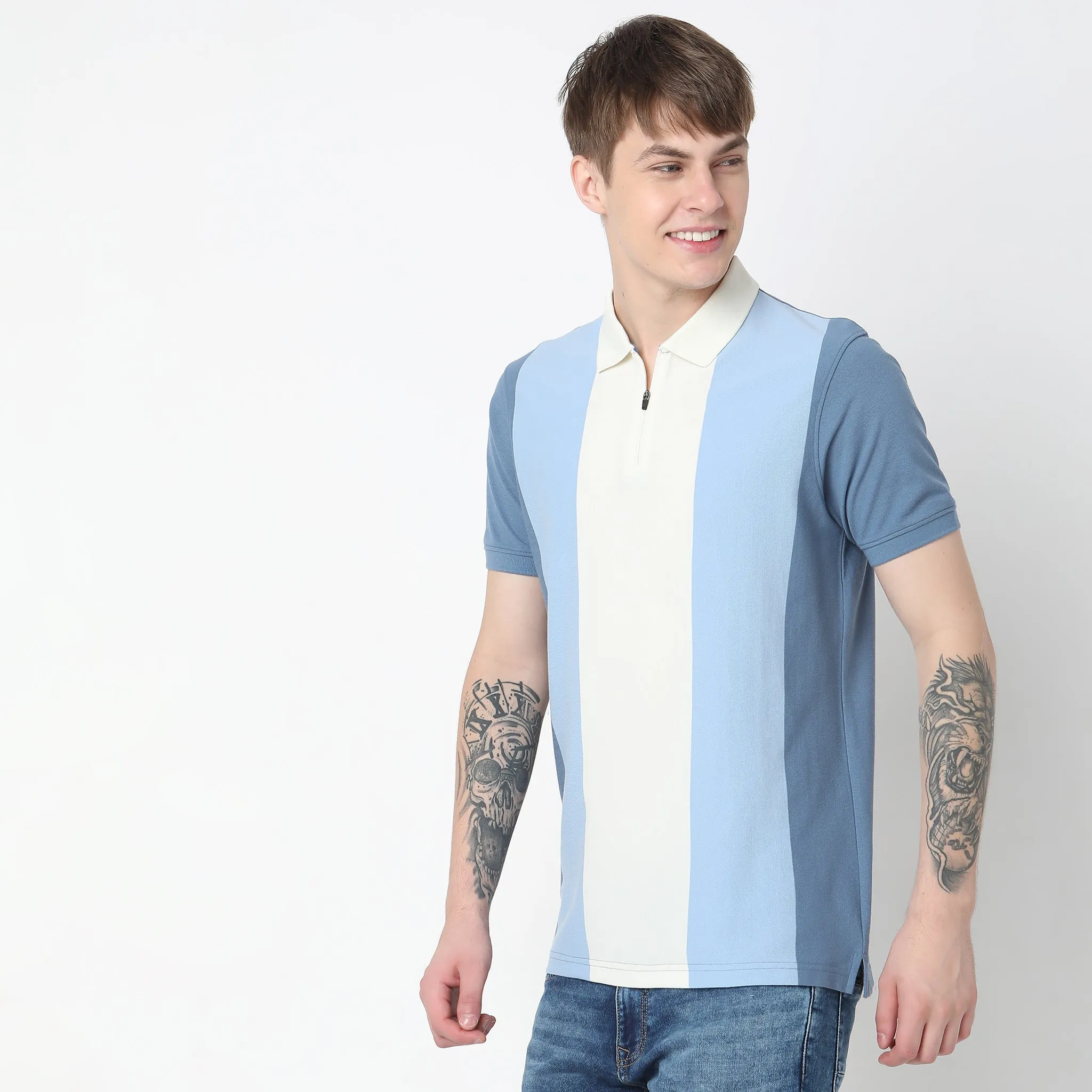 Regular Fit Striped Polo T-Shirt