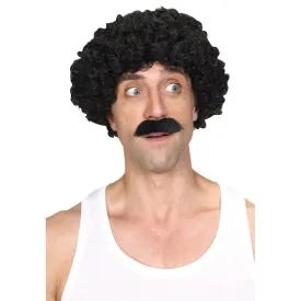 Shifty Guy Black Wig Moustache Set Fancy Dress Halloween