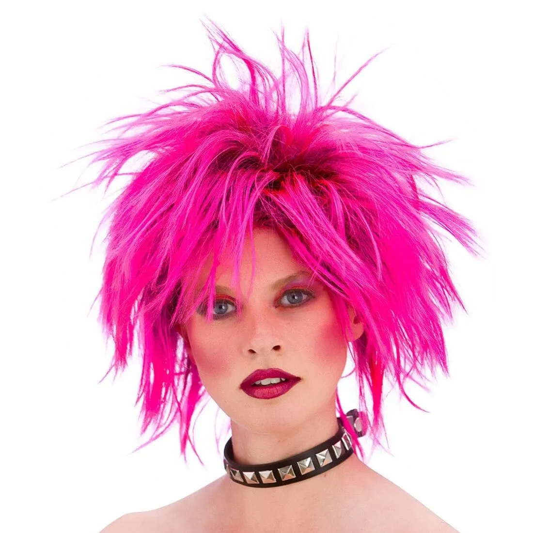 Short Pink Punk Rocker Wig 1980s Fancy Dress Halloween