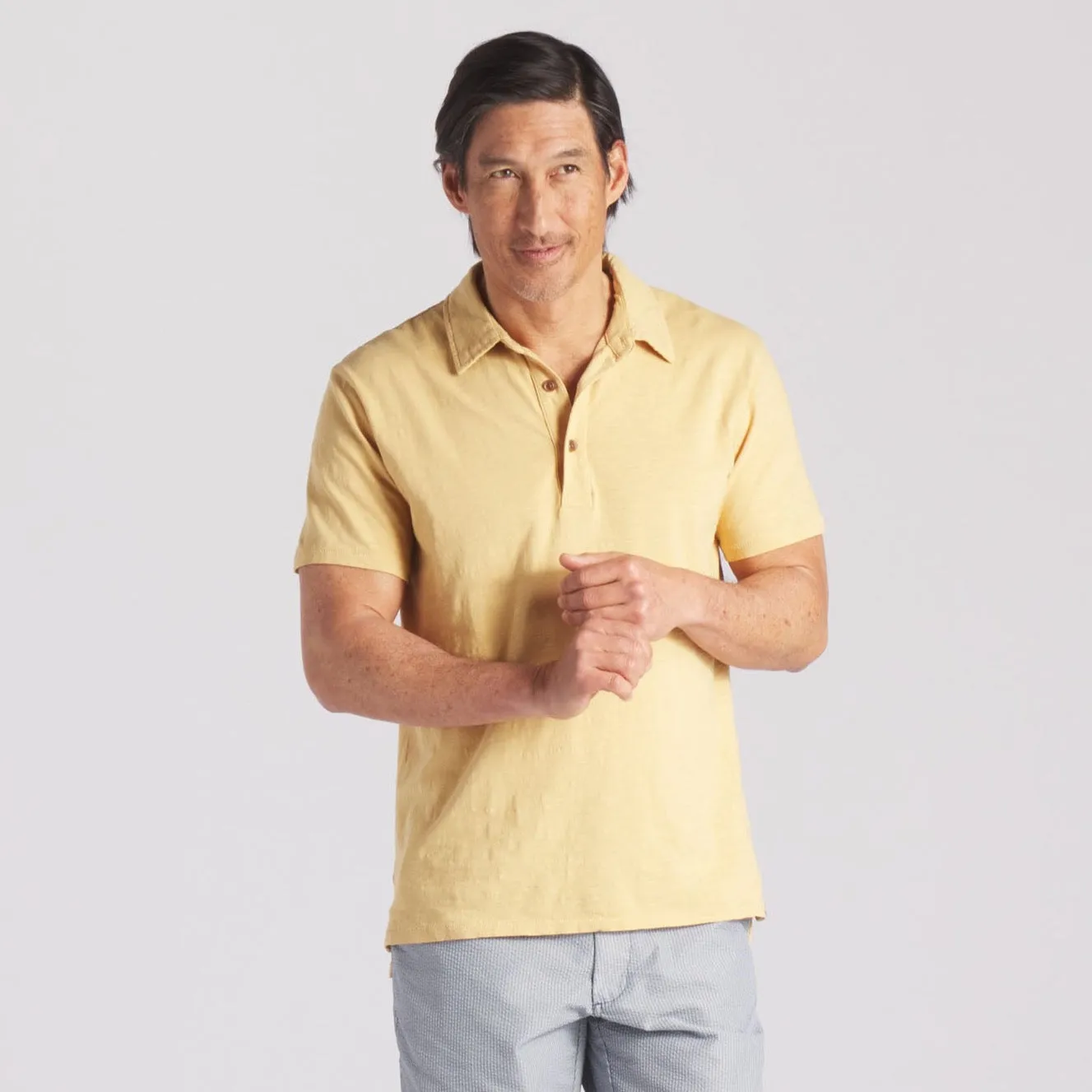 South Bay Slub Jersey Polo - Pineapple Slice