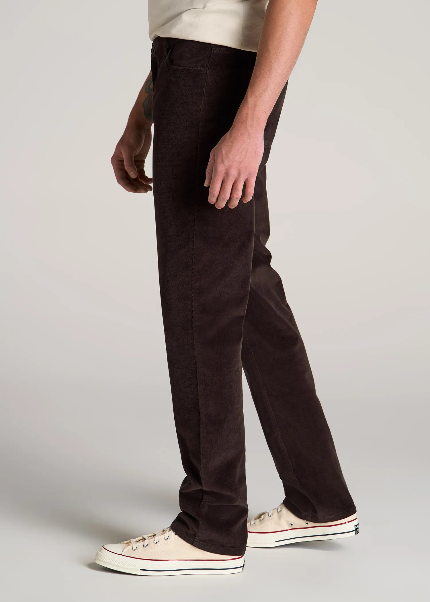 STRAIGHT-LEG Stretch Corduroy Pants for Tall Men in Chocolate