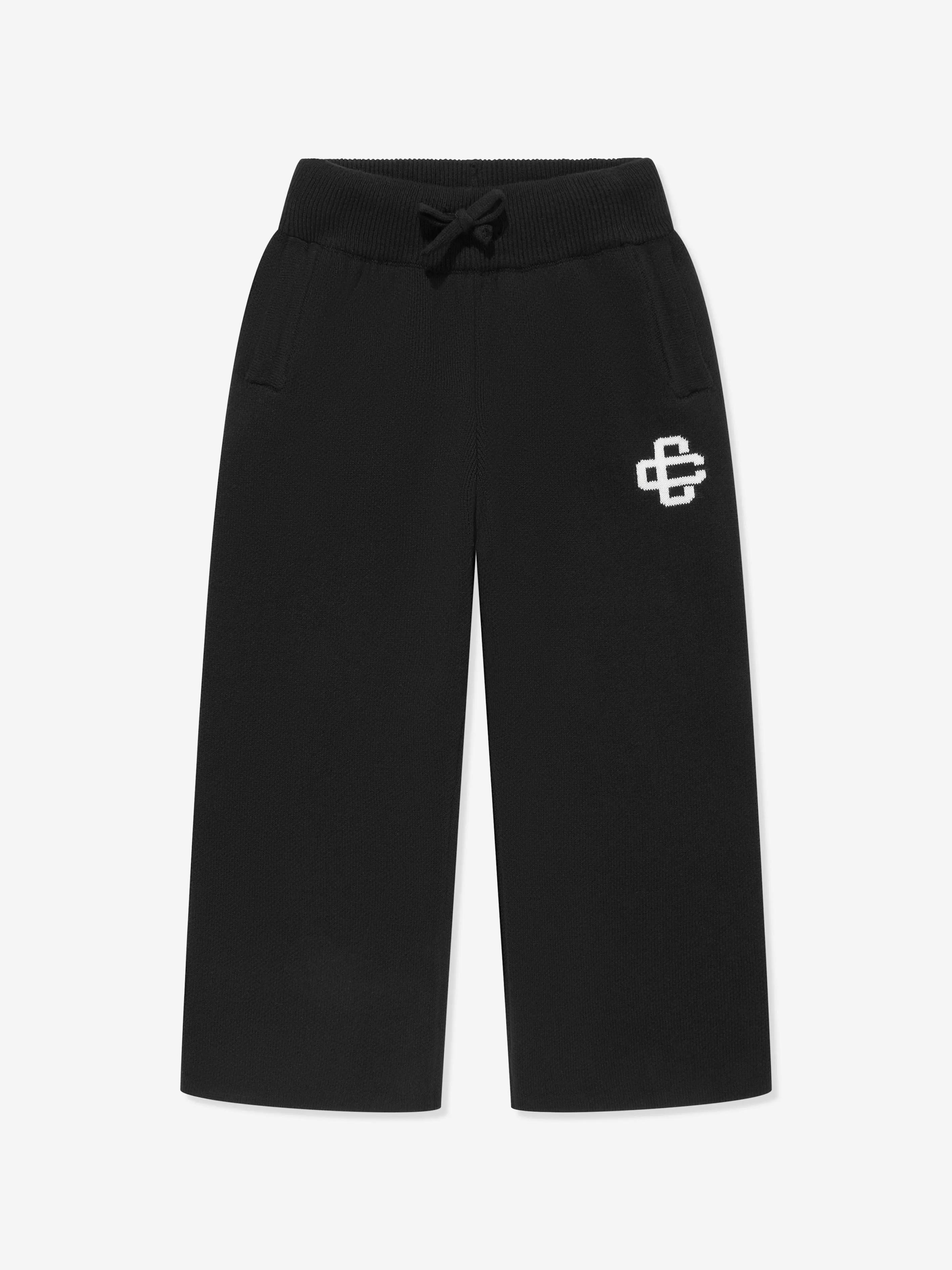 The Couture Club Kids Knitted Emblem Joggers in Black