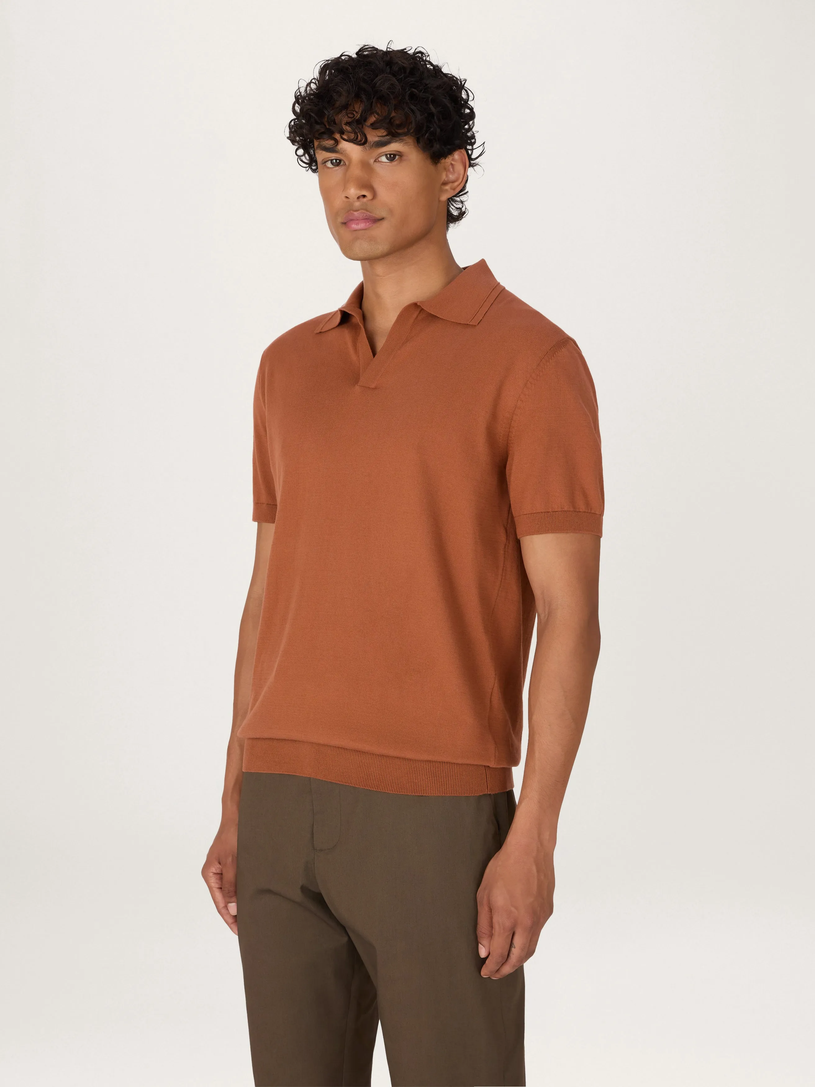 The Fine Knit Polo || Copper | Organic Cotton