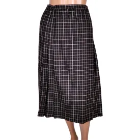 Vintage Yves Saint Laurent Paris Wool Kilt Style Wrap Skirt Black w Check Size S