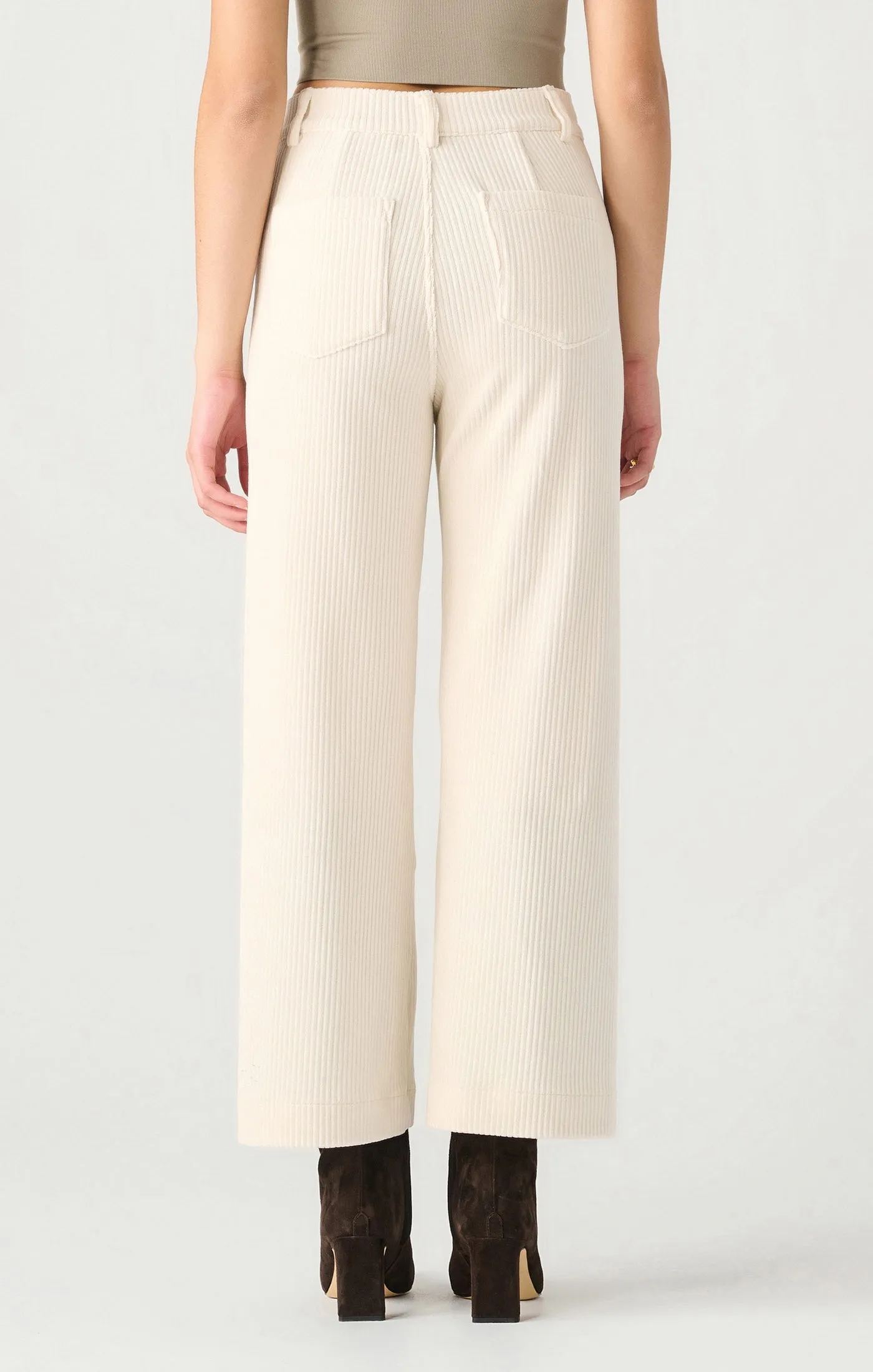 Wide Leg Corduroy Ankle Pant | Ecru