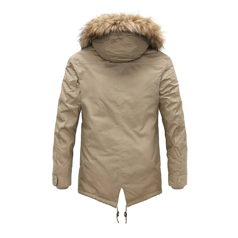 Winter Coat for Men / Thick Warm Vest Fur Hooded Mens Parkas Coat