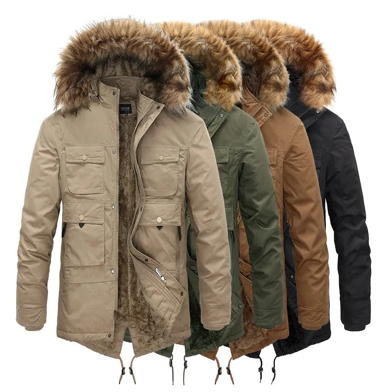 Winter Coat for Men / Thick Warm Vest Fur Hooded Mens Parkas Coat