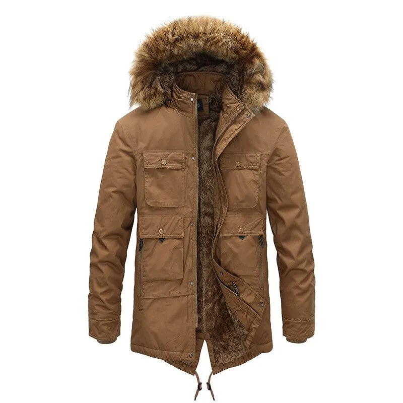 Winter Coat for Men / Thick Warm Vest Fur Hooded Mens Parkas Coat