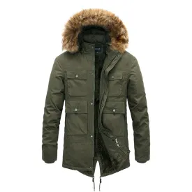 Winter Coat for Men / Thick Warm Vest Fur Hooded Mens Parkas Coat