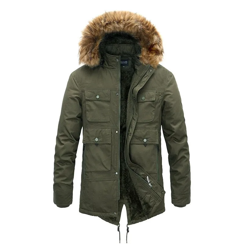 Winter Coat for Men / Thick Warm Vest Fur Hooded Mens Parkas Coat