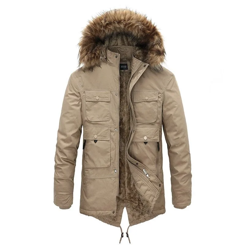 Winter Coat for Men / Thick Warm Vest Fur Hooded Mens Parkas Coat