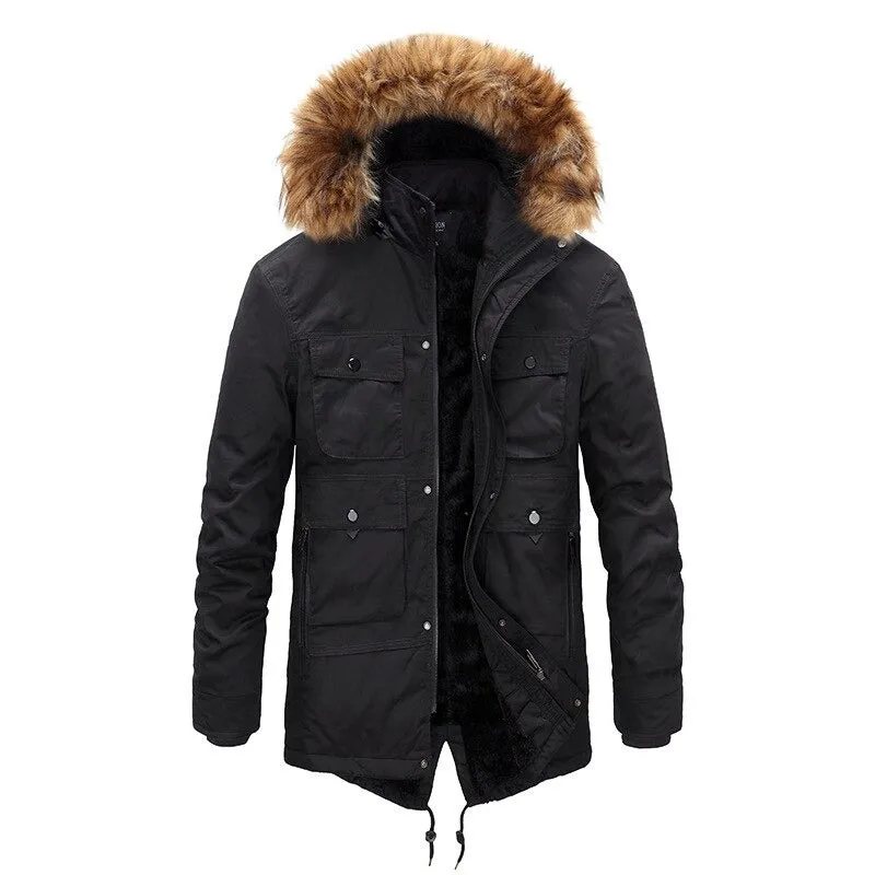 Winter Coat for Men / Thick Warm Vest Fur Hooded Mens Parkas Coat