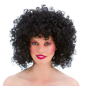 Womens Black 80s Disco Short Curly Halloween Wig Accessory