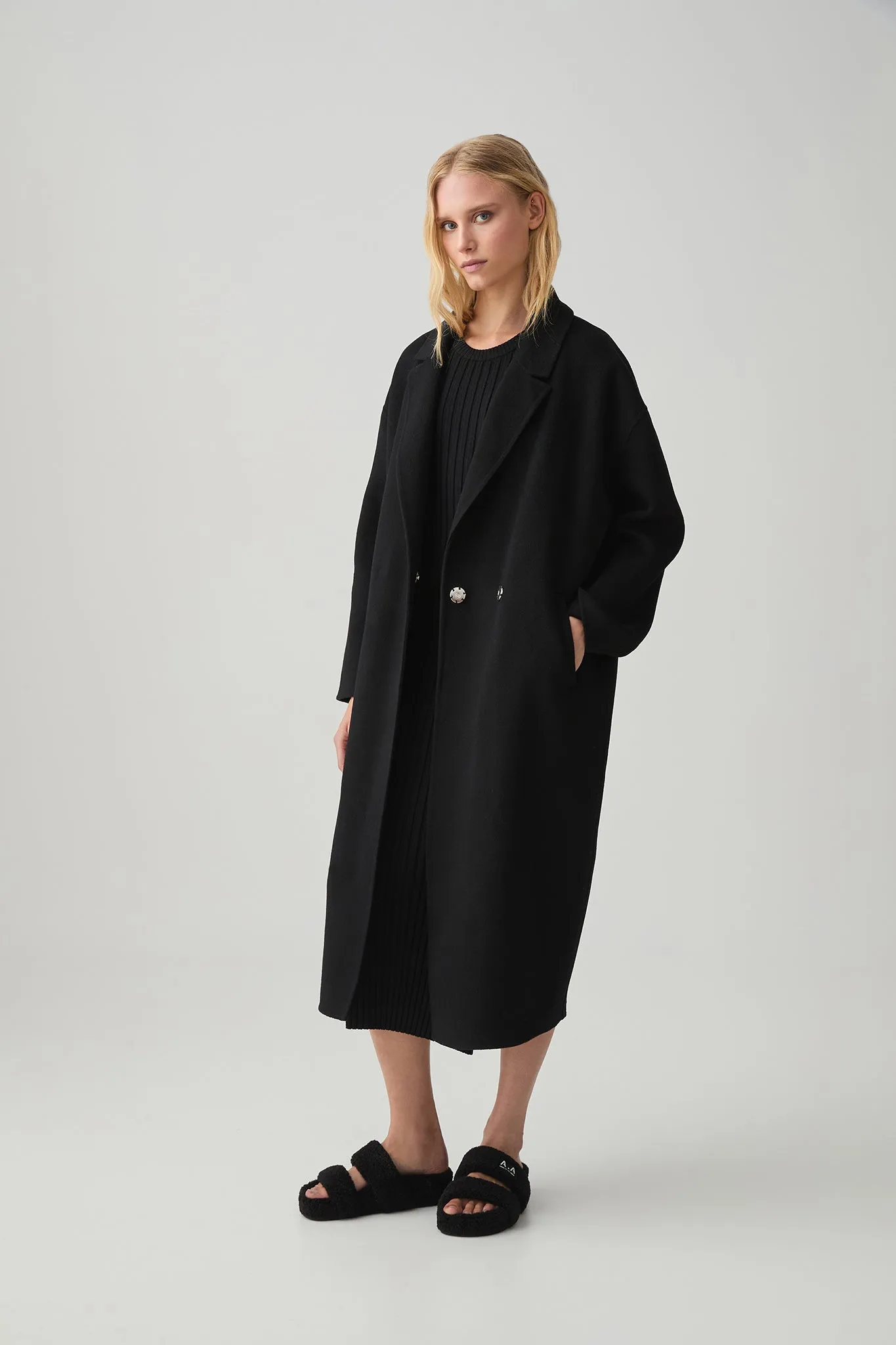 Wool Blend Long Line Coat 773