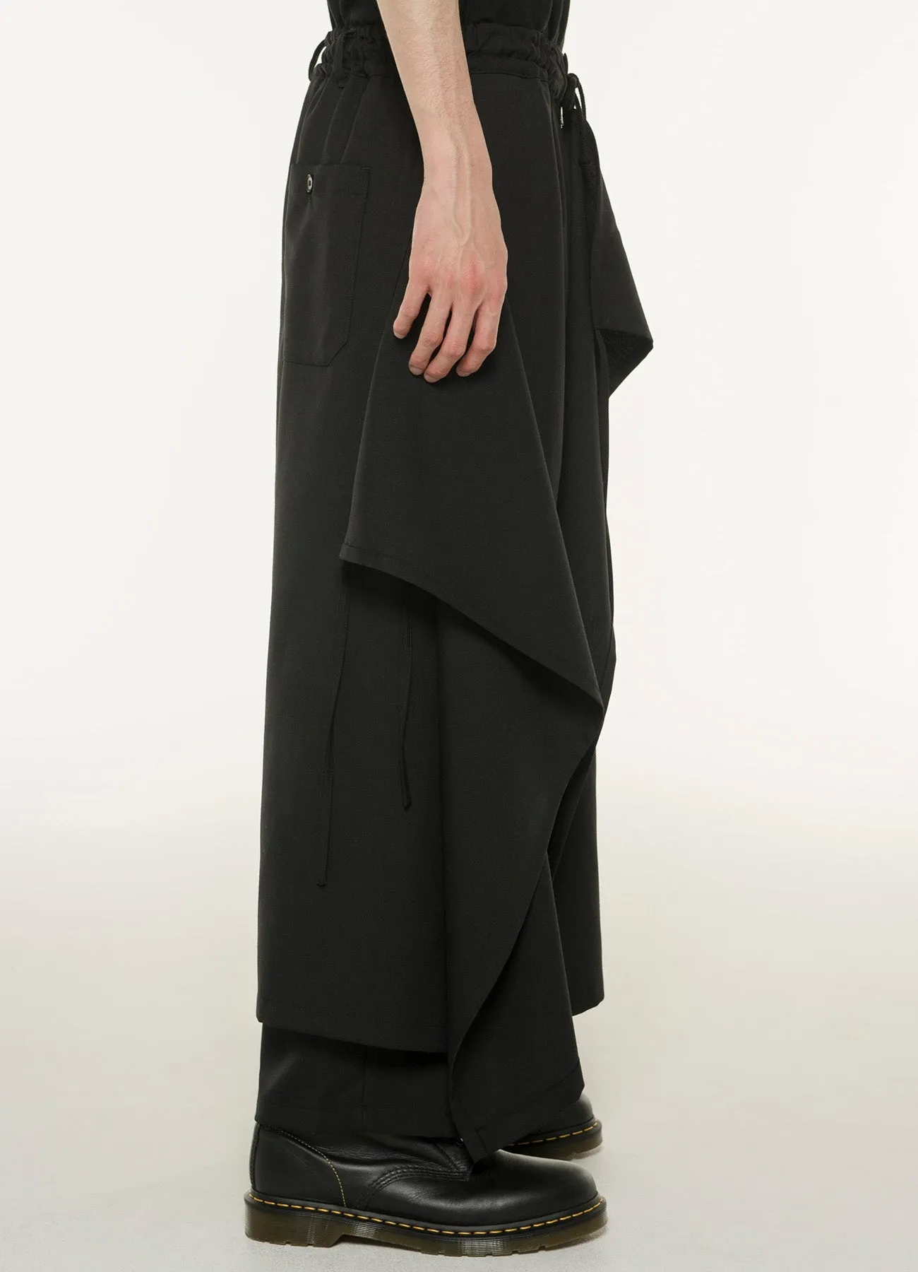 WOOL/POLYESTER GABARDINE 3-WAY WRAP PANTS